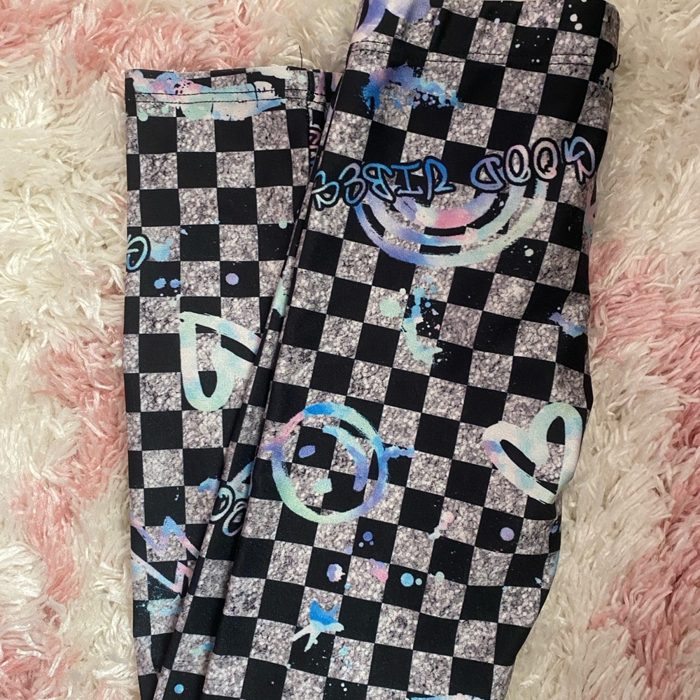Kids Graphic Checkered Leggings